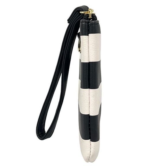 Betsey Johnson Signature Black & White Striped Luv Betsey Crossbody Wristlet - Picture 4 of 10